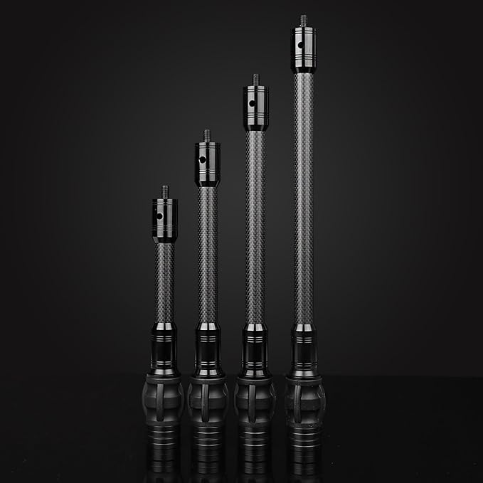 Archery Bow Stabilizer for Compound Bow, Carbon Fiber Bow Balance Bar, Damping System and Weights Kit, 6/8/10/12/in-StrideForce Fitness