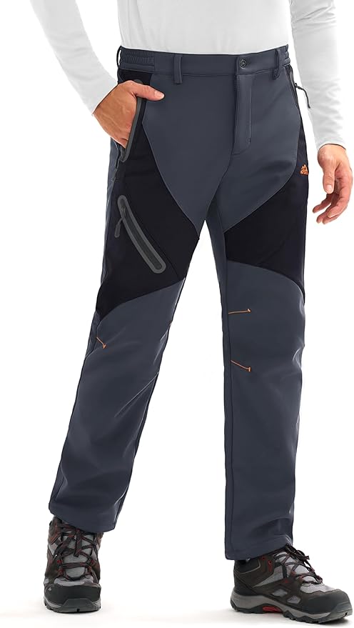 MAGCOMSEN Men's Snow Ski Pants Fleece Lined Water Resistant Winter Pants with 4 Zip Pockets for Snowboard Hiking Outdoor