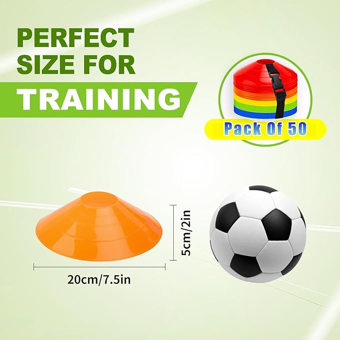 Ashsajkd(Set of 25/50/100 - Agility Soccer Cones with Carry Bag and for ， Football Cones for TrainingFootball, Basketball, Coaching, Agility Cones for Indoor and Outdoor Games-StrideForce Fitness