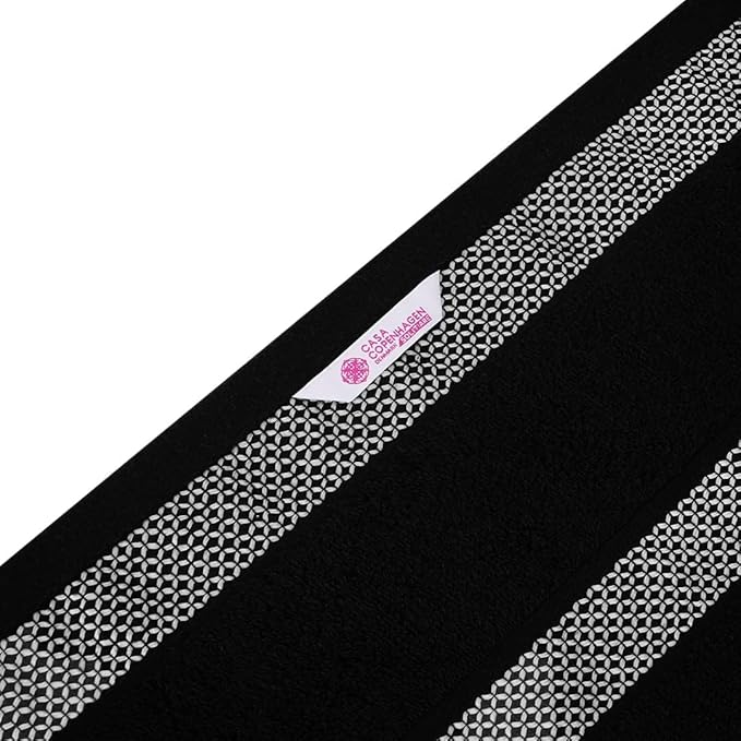 CASA COPENHAGEN Solitaire 2 Piece Bath Sheet Towel Set- Black, 600 GSM Designed in Denmark Made of Soft Egyptian Cotton for Bathroom, Kitchen & Shower-StrideForce Fitness