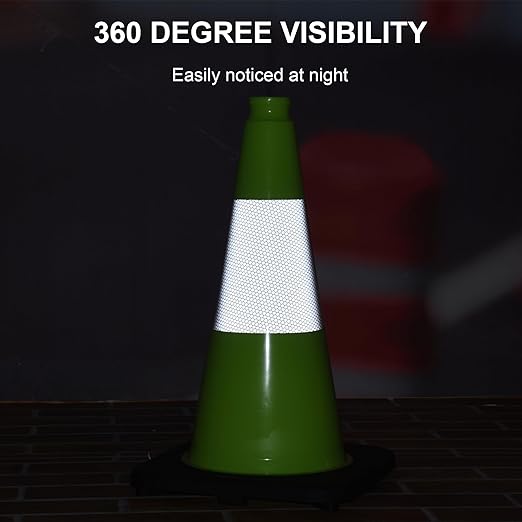 OrangeStar 18" Heavy Duty Traffic Cones 8-Pack Green Safety Cones with Reflective Strip for Construction, Parking Lots, Roadwork, Weatherproof, Stable Base for Traffic Control, Events, Emergency-StrideForce Fitness