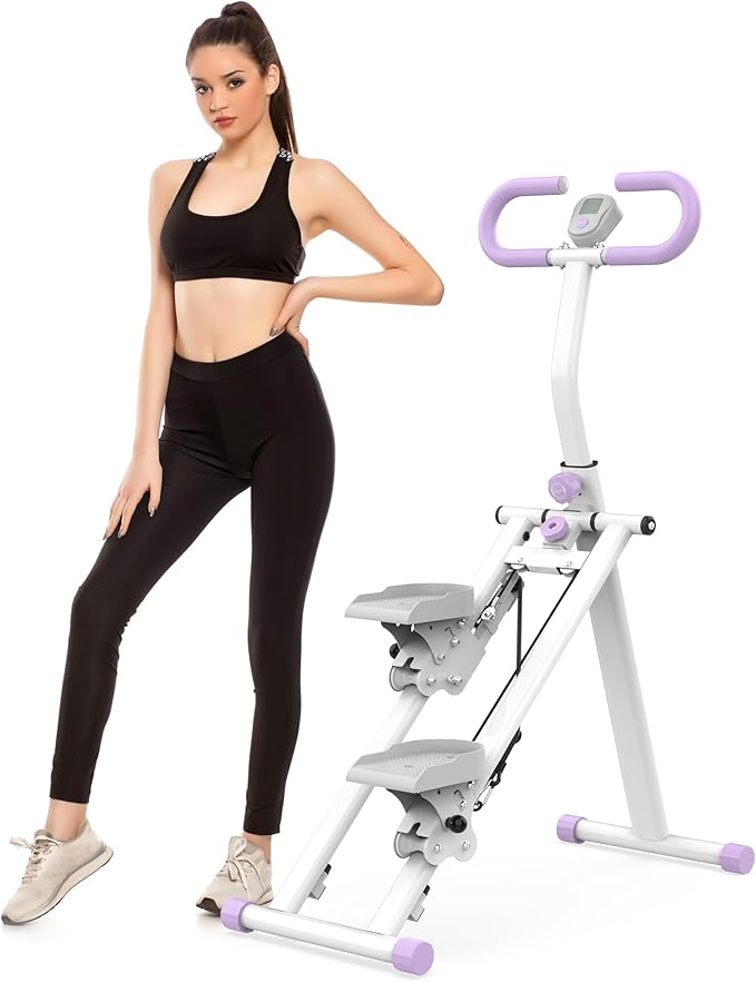 Stair Stepper for Home, Folding Vertical Climber Workout Machine for Full-Body Exercise Stair Stepper with Stable Frame Adjustable Handlebar & Pedals-StrideForce Fitness