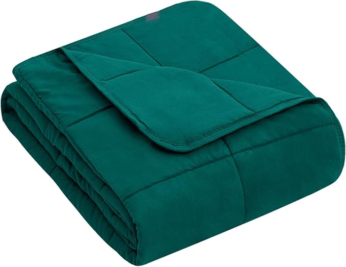 yescool Weighted Blanket (7 lbs, 41" x 60", Dark Green) Cooling Heavy Blanket for Sleeping Perfect for 60-90 lbs, Breathable Blanket with Premium Glass Bead, Machine Washable-StrideForce Fitness