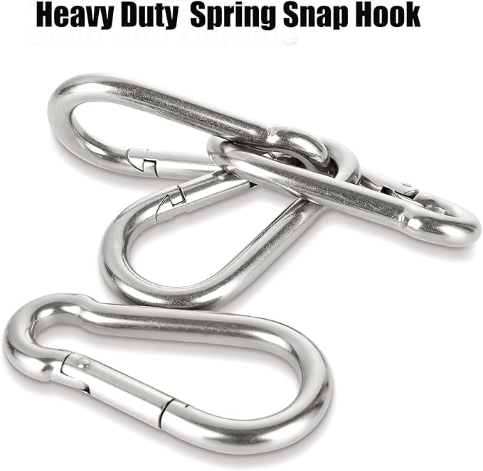 Spring Snap Hooks M5 M6 M8 M10 Carabiner Heavy Duty Carabiner Clips Galvanized Steel Quick Links Caribiniers Hammocks Hooks for Camping Hiking Outdoor Swing Pet Leash Gym-StrideForce Fitness