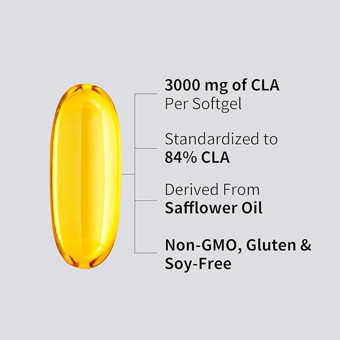 CLA 3000mg Softgels – Conjugated Linoleic Acid with Safflower Oil – CLA Supplement for Weight Management – Gluten Free – 90 Softgels-StrideForce Fitness