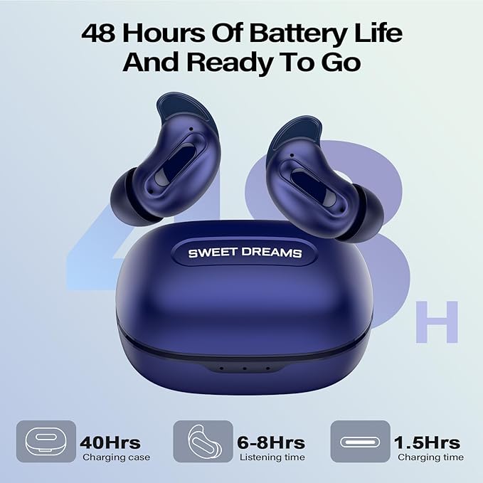 Sleep Earbuds, Mini ANC Wireless Earbuds Bluetooth 5.4 Headphones Deep Bass Stereo, 48H Playtime Ear Buds, 4 ENC Noise Cancelling Mic, In Ear IP7 Waterproof Earphones for Side Sleepers,Touch Control-StrideForce Fitness