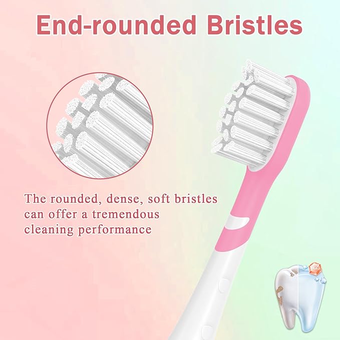 Kids Toothbrush Heads Compatible with Electric Philips Sonicare Handle 6032/94 6321 6340 6042 6320 6330, Replacement Heads Compact for Child 3-7 Years Old, Mini Brush Heads with Caps,8 Pack Green&Pink