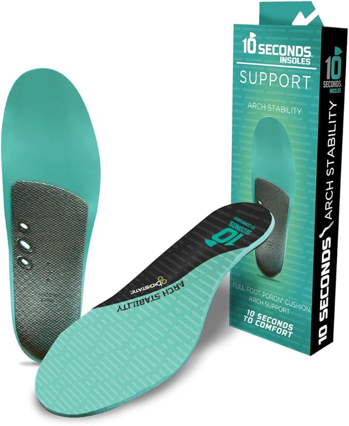 10 Seconds - 3720 Stability Insole: Firm Arch Support - High Arch Height - Firm Cushioning, High Shock Absorption, Trim to Fit, Shock Absorbing Memory Foam with Stability Plate.-StrideForce Fitness