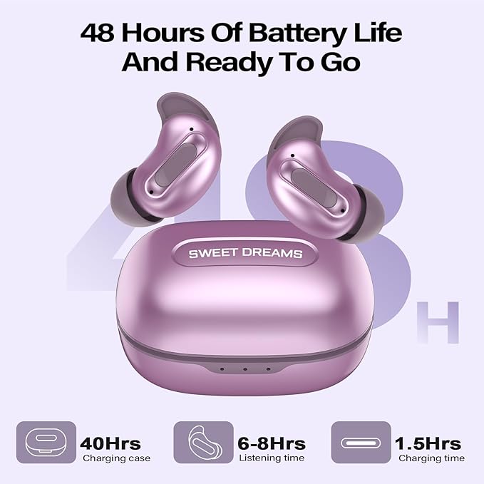 Sleep Earbuds, Mini ANC Wireless Earbuds Bluetooth 5.4 Headphones Deep Bass Stereo, 48H Playtime Ear Buds, 4 ENC Noise Cancelling Mic, In Ear IP7 Waterproof Earphones for Side Sleepers,Touch Control-StrideForce Fitness