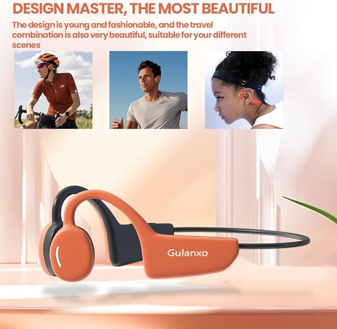 Open Ear Headphones, Open Wireless Earphones, 15HBluetooth Playback 5.3 Sports Earphones, Built-in Microphone, Suitable for Sports Running,Exercise (Black&Orange)-StrideForce Fitness