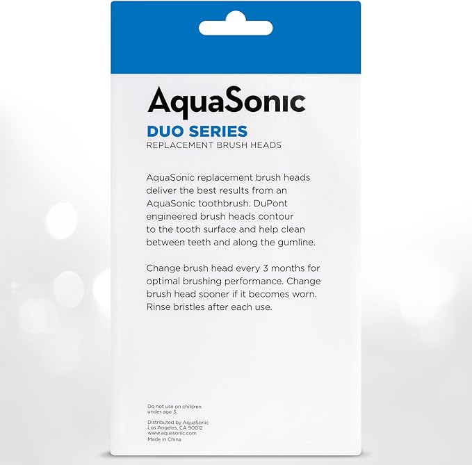 AquaSonic Genuine Duo Series Replacement Brush Heads | for Normal & Sensitive Teeth | Compatible with Duo Series & Home Dental Center Toothbrush Handles | NOT Compatible with Duo Series Pro