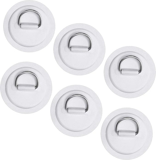 TOBWOLF 6 Pack Stainless Steel D-Ring Patch for Inflatable Boat Kayak Dinghy SUP, D-Ring PVC Patch Stand-Up Paddleboard Canoe Rafting Accessories, NO Glue Included-StrideForce Fitness