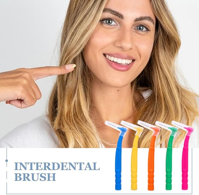 30pcs Interdental Brushes Tooth Cleaning Toothbrush L-Shaped Manual Brush for Braces Orthodontic Care Set for Home Oral Hygiene