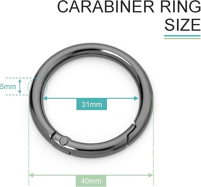 10 Pack 1-1/4Inch Trigger Spring O Rings, Metal Round Carabiner Clip Snap Hook, Spring Keyring Buckles for Replacement Purse Strap, Paracord Lanyard Clips, Keychain Rings Hardware DIY Crafts Making-StrideForce Fitness
