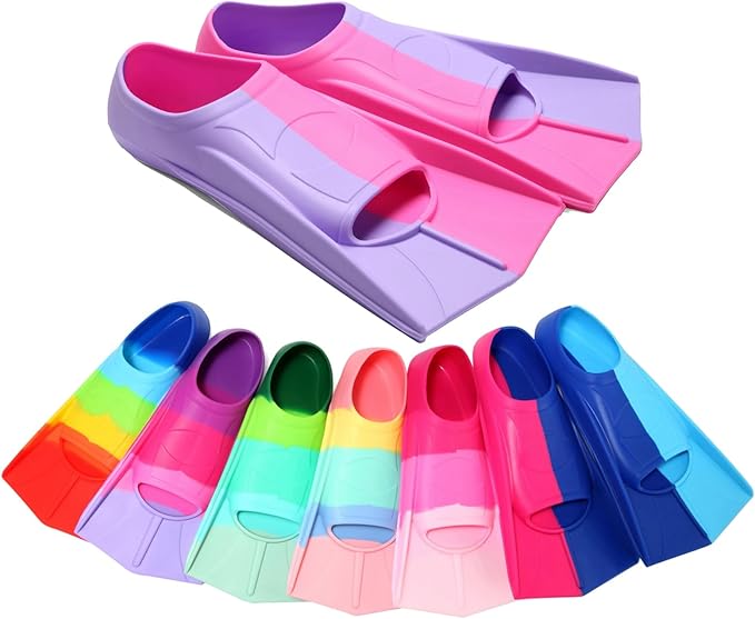 Kids Swim Fins,Short Kids Fins Youth Swimming Flippers for Lap Swimming Training for Children Girls Boys Beginners-StrideForce Fitness