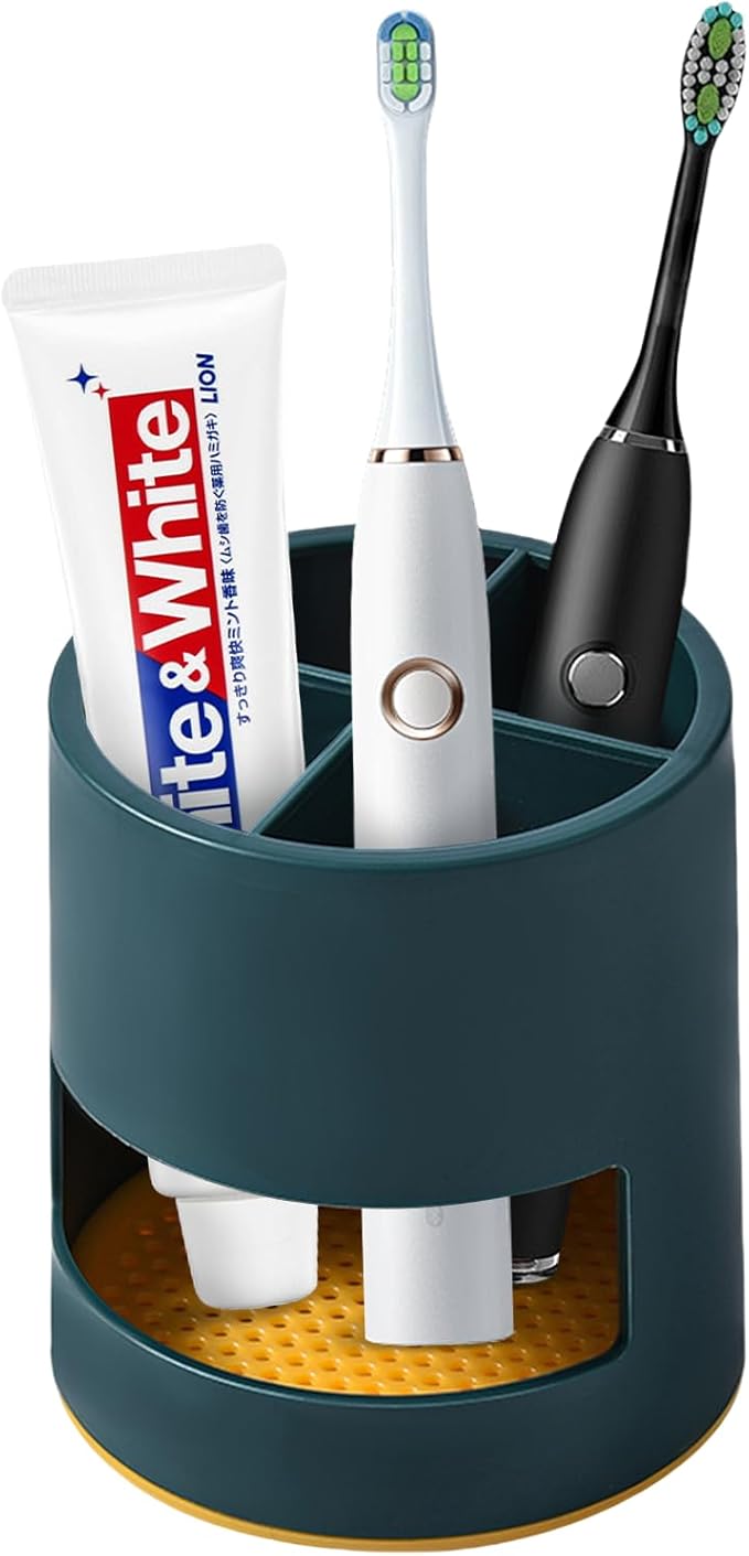 Toothbrush Holder,Toothbrush Holders for Bathrooms, Kids Toothbrush Holder Drainage, 4 Slot Toothbrush and Toothpaste Holder Storage Caddy, Toothpaste Organizer for Shower, Countertop, Vanity,Green