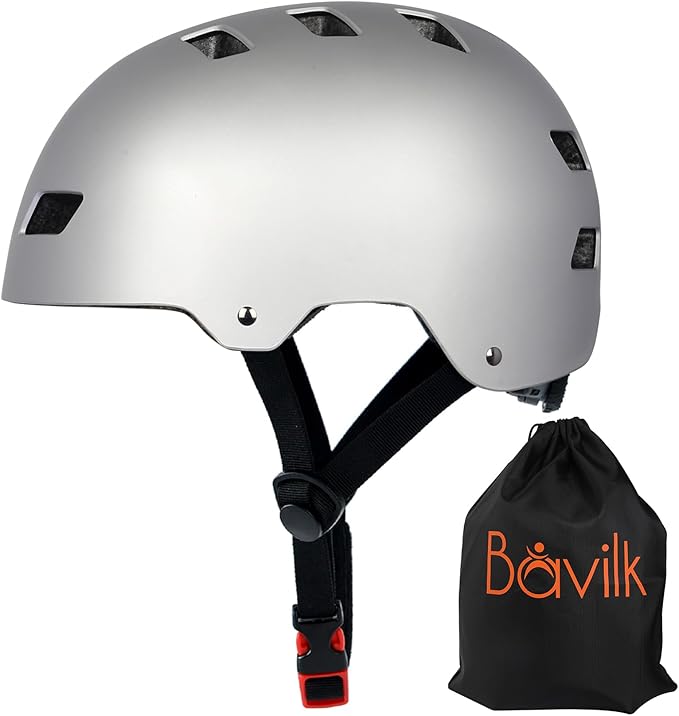 Bike Helmet 3 Sizes for Teenager Kids Youth Adults,Bavilk Skateboard Helmet Adjustable Multi-Sport Bicycle Cycling Scooter Roller Skate Inline Skating Rollerblading for Girls Boys Women Men Teen-StrideForce Fitness