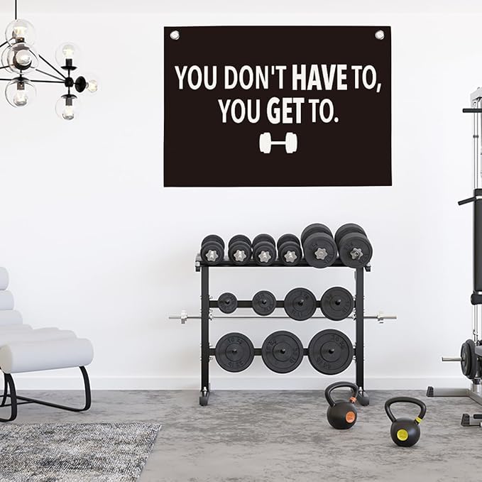 You Don't Have To You Get To Gym Motivational Wall Art Banner Dorm Posters Gifts for Guys Men Women Gym Flag Decor for Home Gym Bedroom Workout Room 30x20 Inchs-StrideForce Fitness