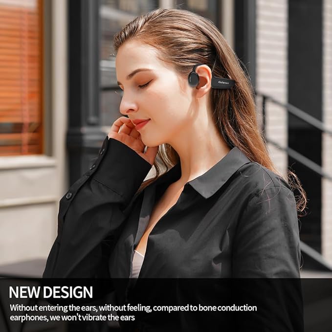 Open Ear Headphones, Open Wireless Earphones, 15HBluetooth Playback 5.3 Sports Earphones, Built-in Microphone, Suitable for Sports Running,Exercise (Deep Black)-StrideForce Fitness