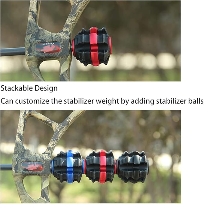 ZSHJGJR Archery Stackable Bow Stabilizer Ball Reduce Shock Absorber Balance Bar Vibration Damper Silencer for Recurve Compound Bow Hunting Shooting-StrideForce Fitness