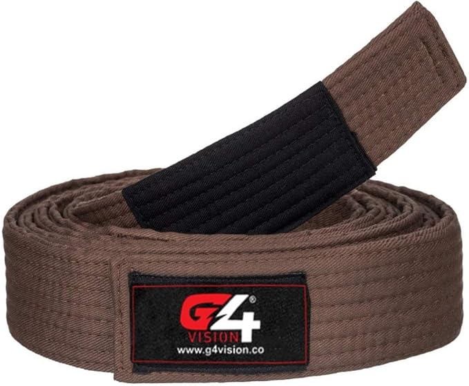 G4 VISION Jiu Jitsu Belt BJJ Belts Brazilian Adult A1 A2 A3 A4 Black Brown Purple Blue White-StrideForce Fitness
