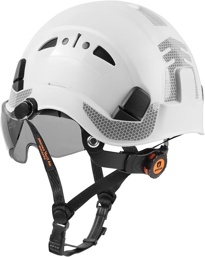 GREEN DEVIL Safety Helmet Hard Hat with Chin Strap Vented Lightweight Adjustable Hardhat for Men Women with Hi-Viz Design Ideal for Tree Climbing Work at Height-StrideForce Fitness