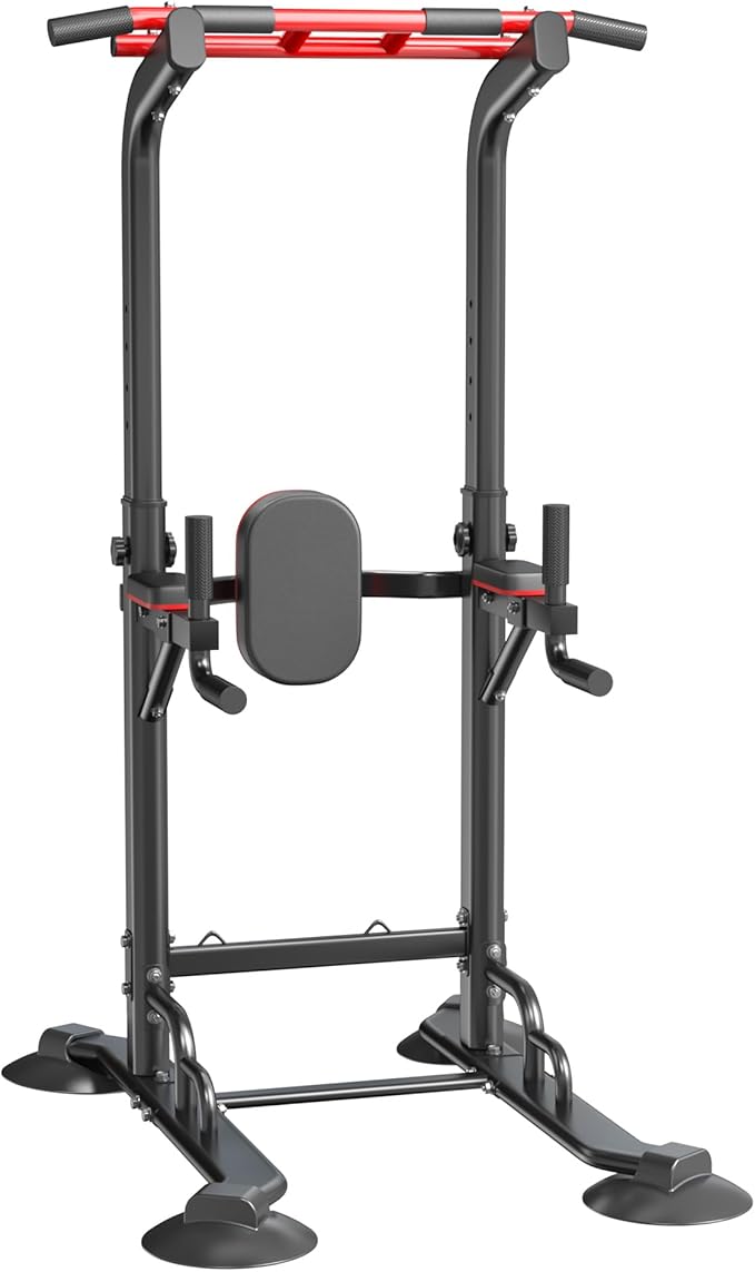 soges Power Tower Pull Up Bar Station, Dip Station for Home Gym, Height Adjustable Heavy Duty Strength Home Training Fitness Workout Equipment-StrideForce Fitness