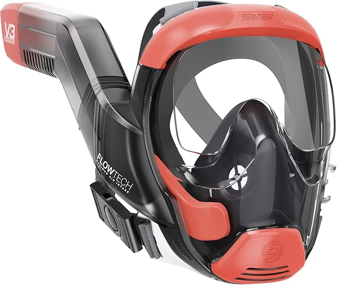 Seaview 180 V3 Full Face Snorkel Mask Adult- The V3 is The Perfect Snorkeling Gear for Adults- Snorkel Mask with 180 Panoramic Viewing and Up to 600% Easier Breathing- Patented Flowtech Air Intake-StrideForce Fitness