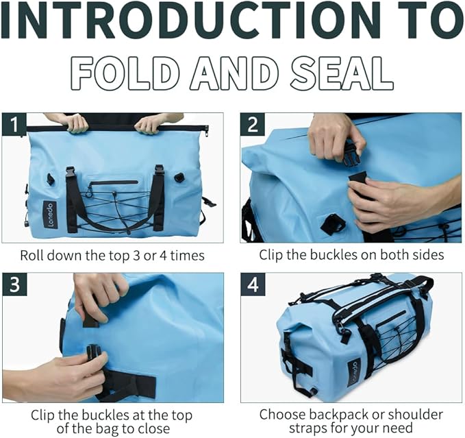 80L Dry Bag Large Waterproof Bag Roll-Top Heavy Duty Fishing Duffel Bag with Durable Straps & Handles for Kayaking Paddle boarding Boating Rafting Fishing-StrideForce Fitness