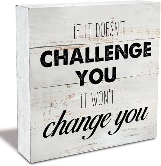 Rustic Uplifting Fitness Wood Box Sign Motivational Workout Wooden Box Sign Farmhouse Home Home Gym Desk Shelf Decor Gym Buddy Gift (5 X 5 Inch)-StrideForce Fitness