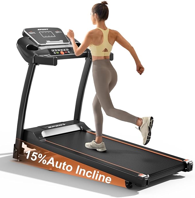 Treadmill for Home, 3.0HP Folding Treadmill with Incline, 300 lbs Capacity, Bluetooth & Heart Rate Sensor, Space-Saving Design-StrideForce Fitness
