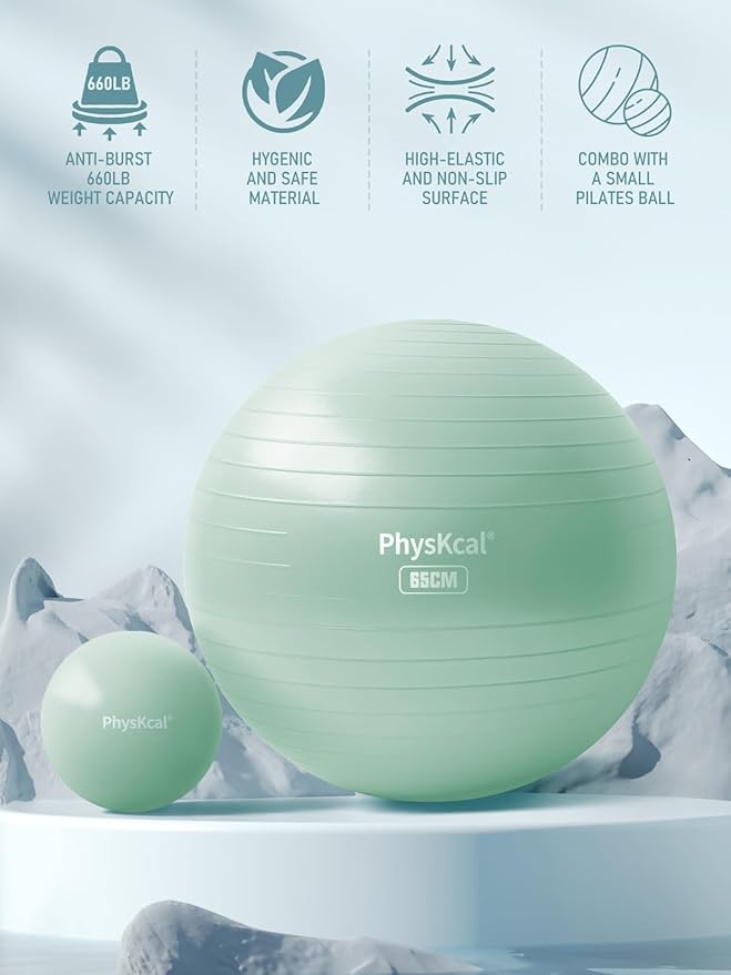 Yoga Ball for Exercise, Pilates Set, 4 Sizes Fitness Ball for Workout, Birthing, Pregnancy, Physical Therapy- Pump Included-StrideForce Fitness
