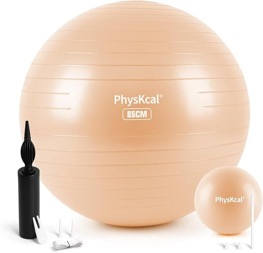 Yoga Ball for Exercise, Pilates Set, 4 Sizes Fitness Ball for Workout, Birthing, Pregnancy, Physical Therapy- Pump Included-StrideForce Fitness