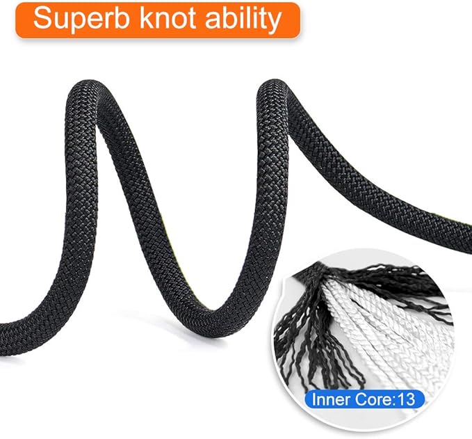 X XBEN Outdoor Climbing Rope 10M(32ft) 20M(64ft) 30M(96ft) 50M(160ft) 70M(230ft) 152M(500FT) 352M(1000FT) Static Rock Climbing Rope for Escape Rope Ice Climbing Equipment Fire Rescue Parachute-StrideForce Fitness