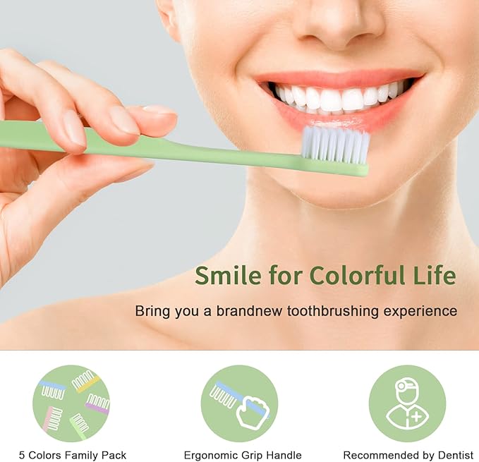 SUREE Extra Soft Toothbrush for Sensitive Teeth and Gums (5 Pack), Ultra Soft Toothbrush with 10000 Micro Nano Bristles for Adults and Elderly