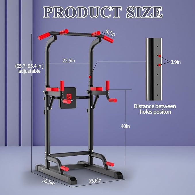 K KiNGKANG Power Tower Dip Station, Multi-Function Assistive Trainer Pull Up for Home Gym Muscle Building and Beginner Exercises,Load 450LBS-StrideForce Fitness