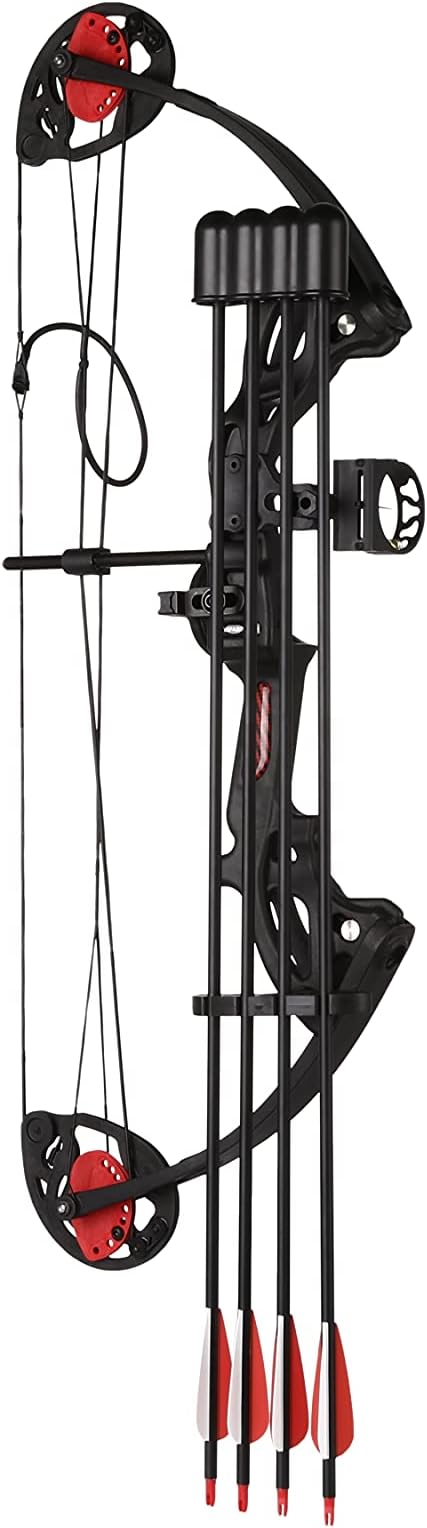 Compound Bow Archery for Youth and Beginner, Right Handed,19”-28” Draw Length,15-29 Lbs Draw Weight, 260 fps-StrideForce Fitness