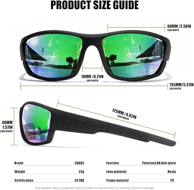 Polarized Sports Sunglasses Men UV400 Protection Lightweight Wrap Around Goggles for Cycling Fishing Driving Running-StrideForce Fitness