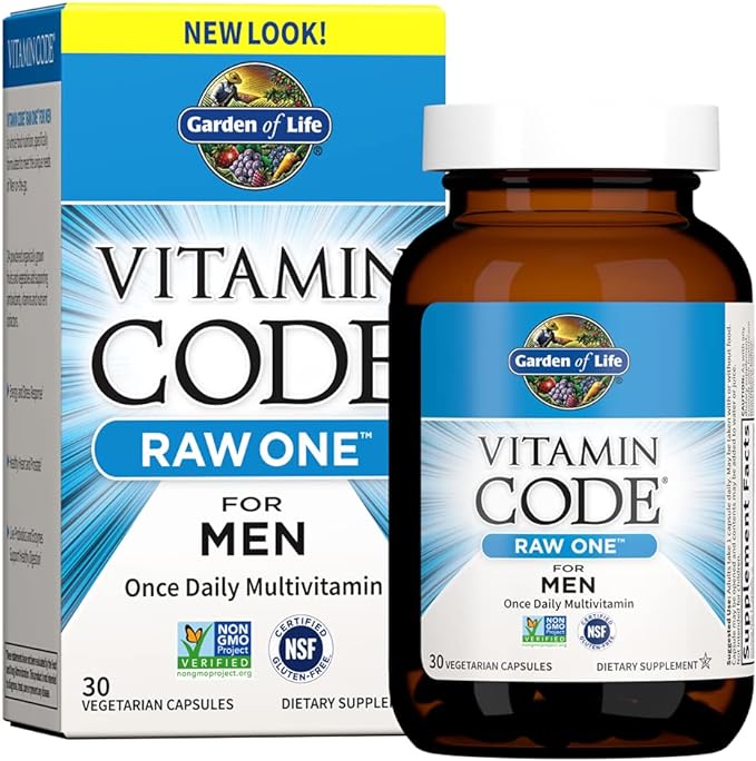 Garden of Life Vitamin Code Raw One for Men, Once Daily Multivitamin, 30 Capsules, One a Day Mens Vitamins Plus Fruit, Veggies & Probiotics for Mens Health, Vegetarian Multivitamins-StrideForce Fitness