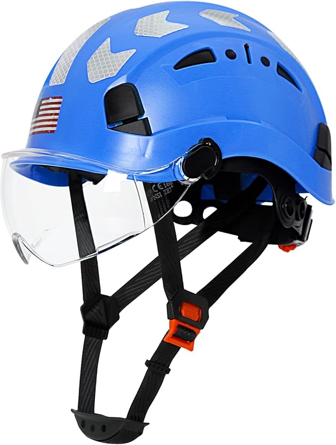 AOLAMEGS Construction Safety Hard Hat - ANSI Z89.1 Type Ι OSHA Approved Safety Helmets with Chin Straps Lightweight Reflective Vented ABS Hard Hats For Men Women Industrial Workwear 6-point Suspension-StrideForce Fitness