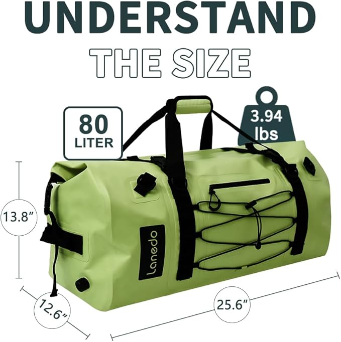 80L Dry Bag Large Waterproof Bag Roll-Top Heavy Duty Fishing Duffel Bag with Durable Straps & Handles for Kayaking Paddle boarding Boating Rafting Fishing-StrideForce Fitness