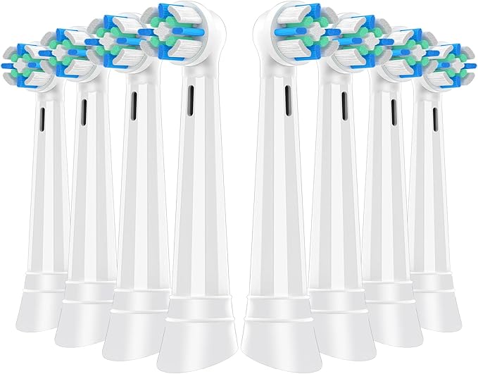 8 Pack Smart Cleaning Replacement Heads Compatible with Oral B iO 2 3 4 5 6 7 8 9 10 Series Electric Toothbrush, Brush Heads Compatible with Oral B iO Electric Handles (White)