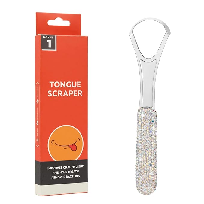 Tongue Scraper Bling Metal Tongue Cleaner for Adults & Kids Diamond Stainless Steel Tongue Scrubber for Oral Care & Hygiene(Colorful)