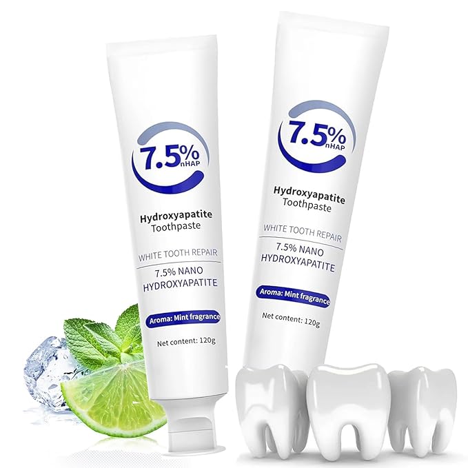 7.5% Hydroxyapatite Toothpaste， Hydroxyapatite Toothpastes for Enamel Protection and Tooth Strengthening, Repair and Protect Toothpaste 4.23oz (White*2PCS)