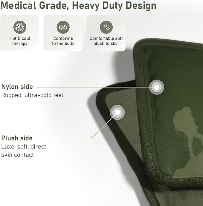 Large Ice Packs for Injuries Reusable - Soft Gel Hot and Cold Packs for Injuries, Hip, Shoulder, Back Pain Relief - 11.5" x 14.5" - Green-StrideForce Fitness