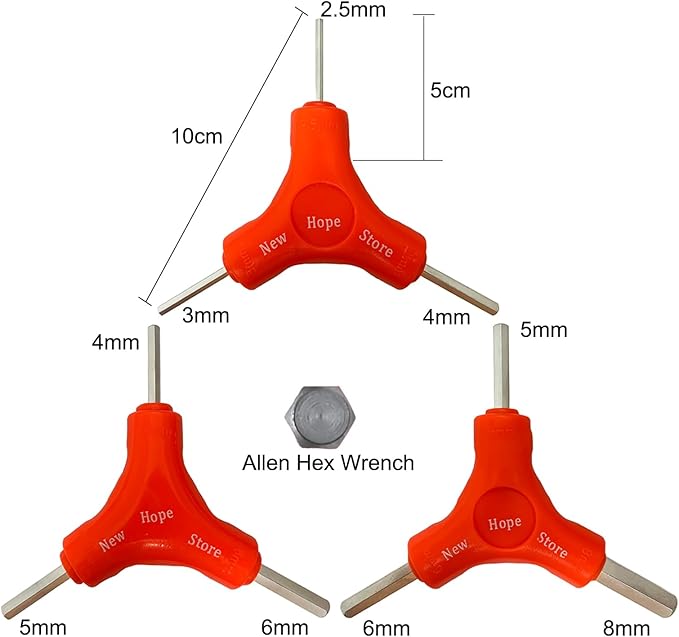 3-Way Bike Hex Wrench Set, Y Allen Wrench All-In-One Multifunctional Biking Maintenance Tool Cycling Torque Spanner Internal Hex Key Repair Tool for Mountain Bicycle, 3Pcs(2.5, 3, 4, 5, 6, 8mm)-StrideForce Fitness