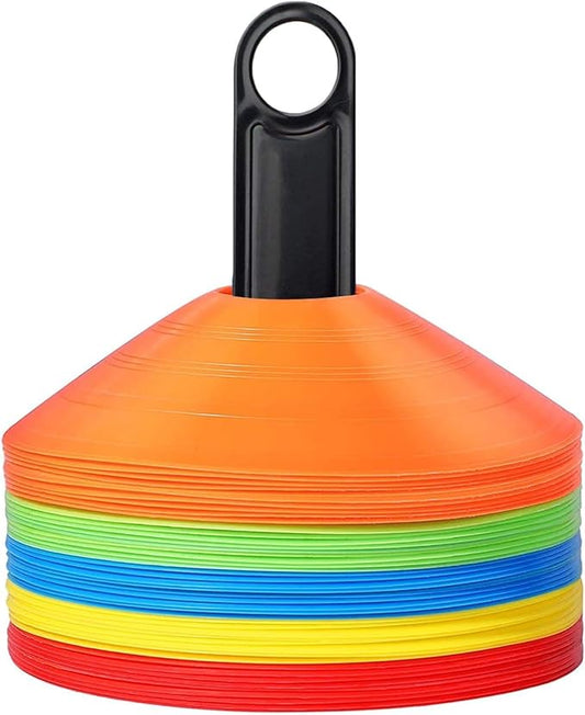 BiAnYC 25/50/100 Pcs Pro Disc Cones - Training Cones Agility Soccer Cones with Carry Bag for Training, Soccer, Football, Basketball,Kids and Other Sports and Games(5 Colors)-StrideForce Fitness