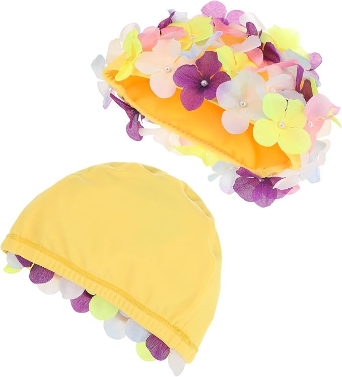 FAVOMOTO Colorful Large Size 3D Floral Petal Swim Cap for Women - Floral Caps Unique Design for Ear Hair Protection in Water Activities Ideal for Swimming Beach-StrideForce Fitness