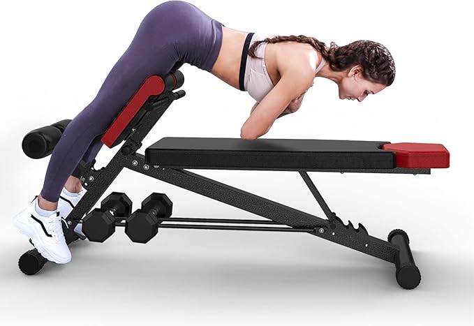 Finer Form Multi-Functional Weight Bench for Full All-in-One Body Workout – Versatile Adjustable Workout Bench for Home Gym. Fitness equipment perfect for Back HyperExtension, Bench Press, Roman Chair Exercise, Sit up. Adjusts to Decline or Flat Bench.-StrideForce Fitness