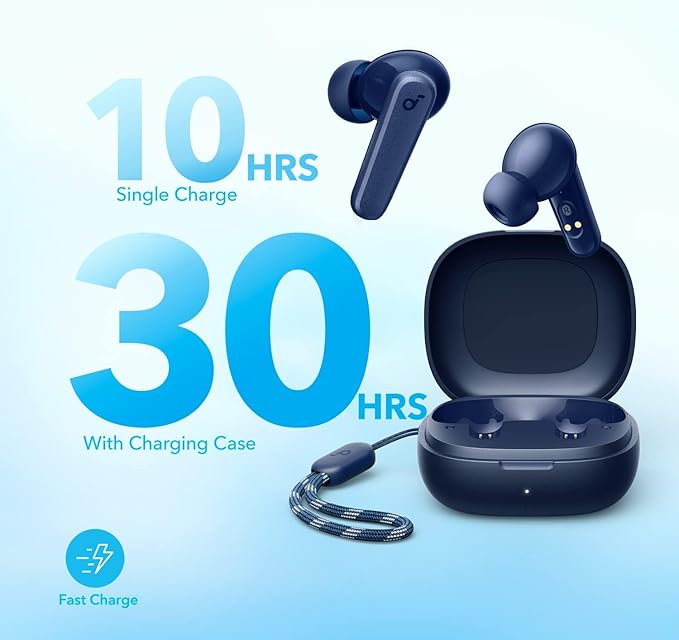 Soundcore by Anker P20i True Wireless Earbuds, 10mm Drivers with Big Bass, Bluetooth 5.3, 30H Long Playtime, Water-Resistant, 2 Mics for AI Clear Calls, 22 Preset EQs, Customization (Blue)-StrideForce Fitness